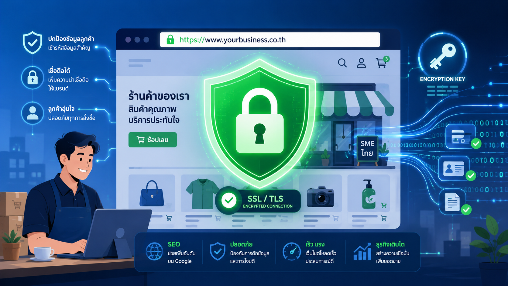 SSL Certificate ใช้ประโยชน์กับธุรกิจอย่างไร? มากกว่าแม่กุญแจเขียวที่ SME ไทยมองข้าม